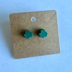 2/$15- St. Patrick’s Day Dark Green Clover Stud Earrings Handmade